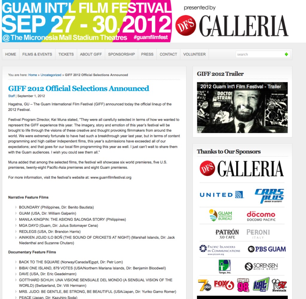 AJAPOPFILMS Music Video is Guam International Film Fest Official&nbsp;Selection